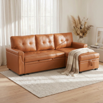 Load image into Gallery viewer, Laura 84" L-Shaped Sleeper Sectional Sofa with Storage Chaise