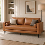Load image into Gallery viewer, Marisa Genuine Leather Mid-Century Sofa with Bolster Pillows