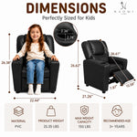Load image into Gallery viewer, Suri Push Back Kids Recliner with Footrest & Cup Holders - Black / Pvc