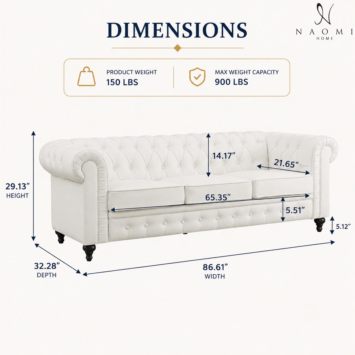 Emery chesterfield faux leather sofa