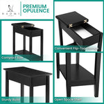 Load image into Gallery viewer, Roxy Flip Top Chairside Table - Hidden Storage with Drawer & Shelf - Black