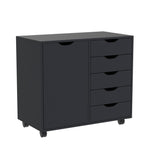 Load image into Gallery viewer, Amy 5-Drawer Storage Cabinet with 2 Shelves & Wheels - Black