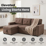 Load image into Gallery viewer, Laura 84" L-Shaped Sleeper Sectional Sofa with Storage Chaise - Mocha / Velvet
