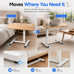 Load image into Gallery viewer, Adjustable Overbed Table with Charging Station - Natural / White
