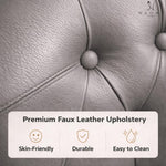 Load image into Gallery viewer, Emma Button-Tufted Faux Leather Barrel Accent Chair - Gray