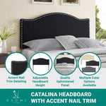 Load image into Gallery viewer, Catalina Upholstered Nailhead Headboard for Full Queen - Dark Gray