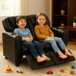Load image into Gallery viewer, Suri Kids Recliner Loveseat with Dual Cup Holders - Black / Pvc