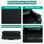 Load image into Gallery viewer, Katie Faux Leather 3-Seater Manual Recliner Sofa - Black