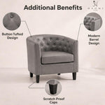 Load image into Gallery viewer, Emma Button-Tufted Faux Leather Barrel Accent Chair - Gray