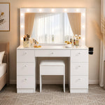 Load image into Gallery viewer, Vera 7-Drawer Makeup Vanity with LED Mirror – White