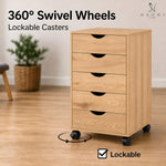 Load image into Gallery viewer, Taylor 5-Drawer Storage Cabinet with Wheels & Tabletop - Natural