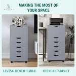 Load image into Gallery viewer, Carly 6-Drawer Storage Cabinet with Wheels - Gray