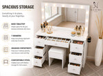 Load image into Gallery viewer, Vera 7-Drawer Makeup Vanity with LED Mirror – White