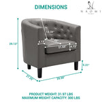 Load image into Gallery viewer, Emma Set of 2 Button-Tufted Faux Leather Barrel Chairs - Gray