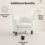 Load image into Gallery viewer, Emma Button-Tufted Faux Leather Barrel Accent Chair - White