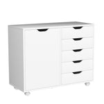 Load image into Gallery viewer, Amy 5-Drawer Storage Cabinet with 2 Shelves & Wheels - White