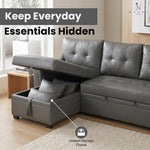 Load image into Gallery viewer, Laura 84" L-Shaped Sleeper Sectional Sofa with Storage Chaise - Gray / Air Leather