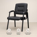 Load image into Gallery viewer, Mindy Reception Chair - Faux Leather Upholstery with Padded Arms - Black / Set of 2