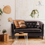 Load image into Gallery viewer, Emma Tufted Barrel Loveseat with Faux Leather Upholstery