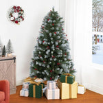 Load image into Gallery viewer, Vancouver Spruce Frosted Pre-Lit Christmas Tree with Pine Cones Berries - 4.5 ft