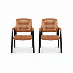 Load image into Gallery viewer, Mindy Reception Chair - Faux Leather Upholstery with Padded Arms - Caramel / Set of 2