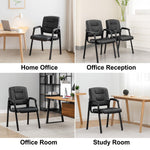 Load image into Gallery viewer, Mindy Reception Chair - Faux Leather Upholstery with Padded Arms - Black / Set of 2