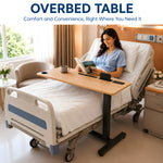 Load image into Gallery viewer, Adjustable Overbed Table with Charging Station - Natural / Black