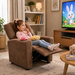 Load image into Gallery viewer, Suri Push Back Kids Recliner with Footrest & Cup Holders - Brown / Microfiber
