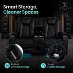 Load image into Gallery viewer, Chicago Power Reclining Loveseat with Built-In Speakers and LED Lights - Black