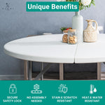 Load image into Gallery viewer, 5 Ft Round Bi-Fold Resin Folding Table with Carrying Handle