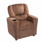 Load image into Gallery viewer, Suri Push Back Kids Recliner with Footrest & Cup Holders - Brown / Microfiber
