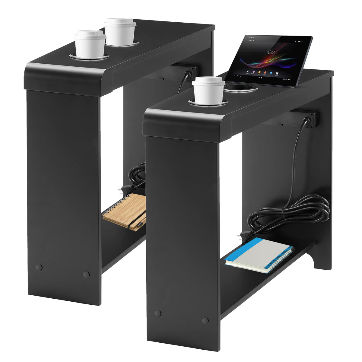 Jade chairside table set of 2 charging station with usb ports & outlets