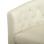 Load image into Gallery viewer, Emma Tufted Barrel Loveseat with Faux Leather Upholstery - Cream
