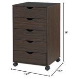 Load image into Gallery viewer, Taylor 5-Drawer Storage Cabinet with Wheels & Tabletop - Espresso