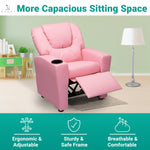 Load image into Gallery viewer, Suri Push Back Kids Recliner with Footrest & Cup Holders - Pink / Pvc