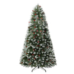 Load image into Gallery viewer, Vancouver Spruce Frosted Pre-Lit Christmas Tree with Pine Cones Berries - 7.5 ft