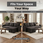 Load image into Gallery viewer, Laura 84" L-Shaped Sleeper Sectional Sofa with Storage Chaise - Espresso / Velvet