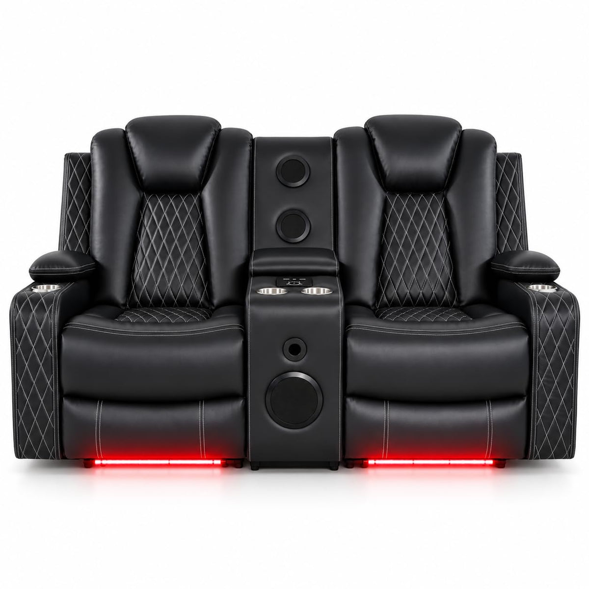 Chicago power reclining loveseat with built in speakers and led lights black