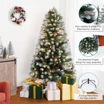 Load image into Gallery viewer, Vancouver Spruce Frosted Pre-Lit Christmas Tree with Pine Cones Berries - 7.5 ft