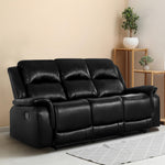 Load image into Gallery viewer, Katie Faux Leather 3-Seater Manual Recliner Sofa - Black