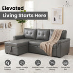 Load image into Gallery viewer, Laura 84" L-Shaped Sleeper Sectional Sofa with Storage Chaise - Gray / Air Leather
