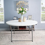 Load image into Gallery viewer, 5 Ft Bi-Fold Round Resin Folding Table with Steel Frame - Set of 2
