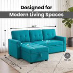 Load image into Gallery viewer, Laura 84" L-Shaped Sleeper Sectional Sofa with Storage Chaise - Teal / Velvet
