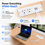 Load image into Gallery viewer, Adjustable Overbed Table with Charging Station - Natural / White