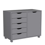 Load image into Gallery viewer, Amy 5-Drawer Storage Cabinet with 2 Shelves & Wheels - Gray