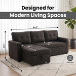 Load image into Gallery viewer, Laura 84" L-Shaped Sleeper Sectional Sofa with Storage Chaise - Espresso / Velvet