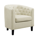 Load image into Gallery viewer, Emma Button-Tufted Faux Leather Barrel Accent Chair - Cream