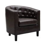 Load image into Gallery viewer, Emma Button-Tufted Faux Leather Barrel Accent Chair - Espresso