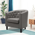 Load image into Gallery viewer, Emma Set of 2 Button-Tufted Faux Leather Barrel Chairs - Gray