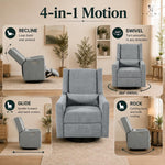 Load image into Gallery viewer, Tanya Power Swivel Glider Recliner with USB Port - Light Gray